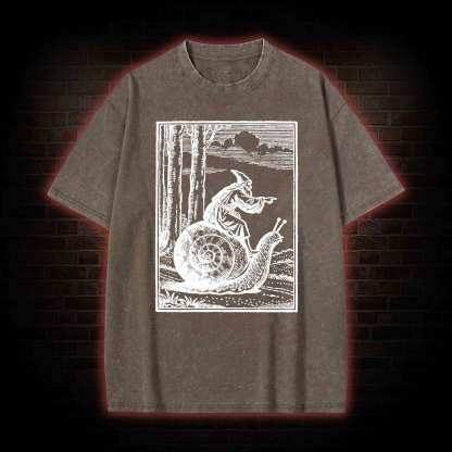 Medieval Snail Rider Washed T-shirt