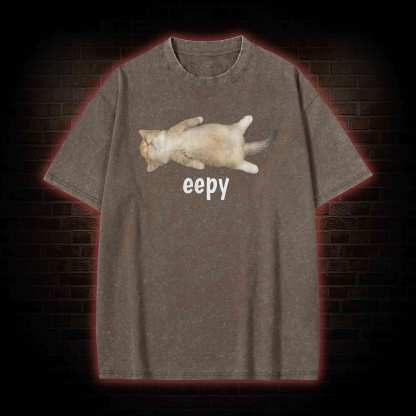 Silly Sleepy Cat Washed T-shirt