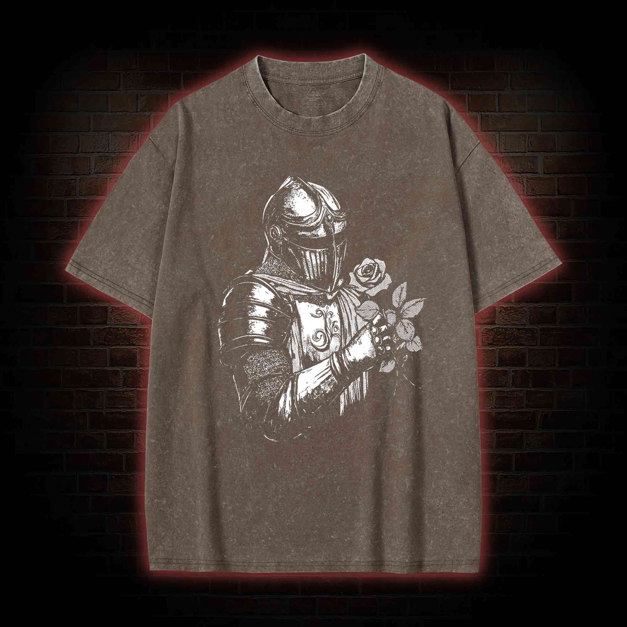 Knight Holding Roses Washed T-shirt