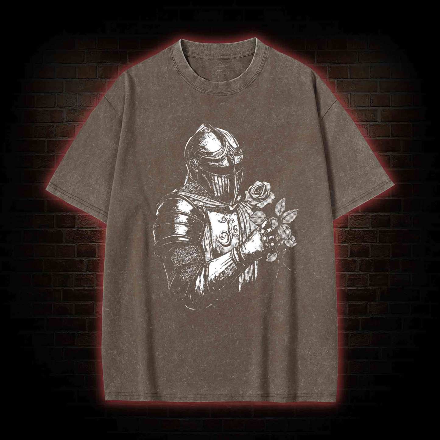 Knight Holding Roses Washed T-shirt