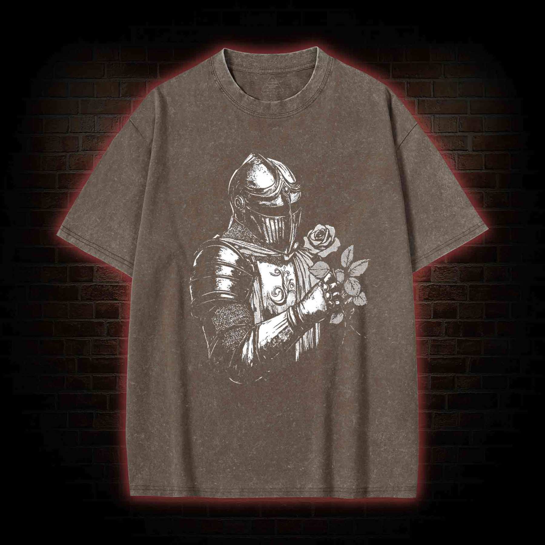Knight Holding Roses Washed T-shirt