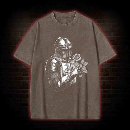 Knight Holding Roses Washed T-shirt