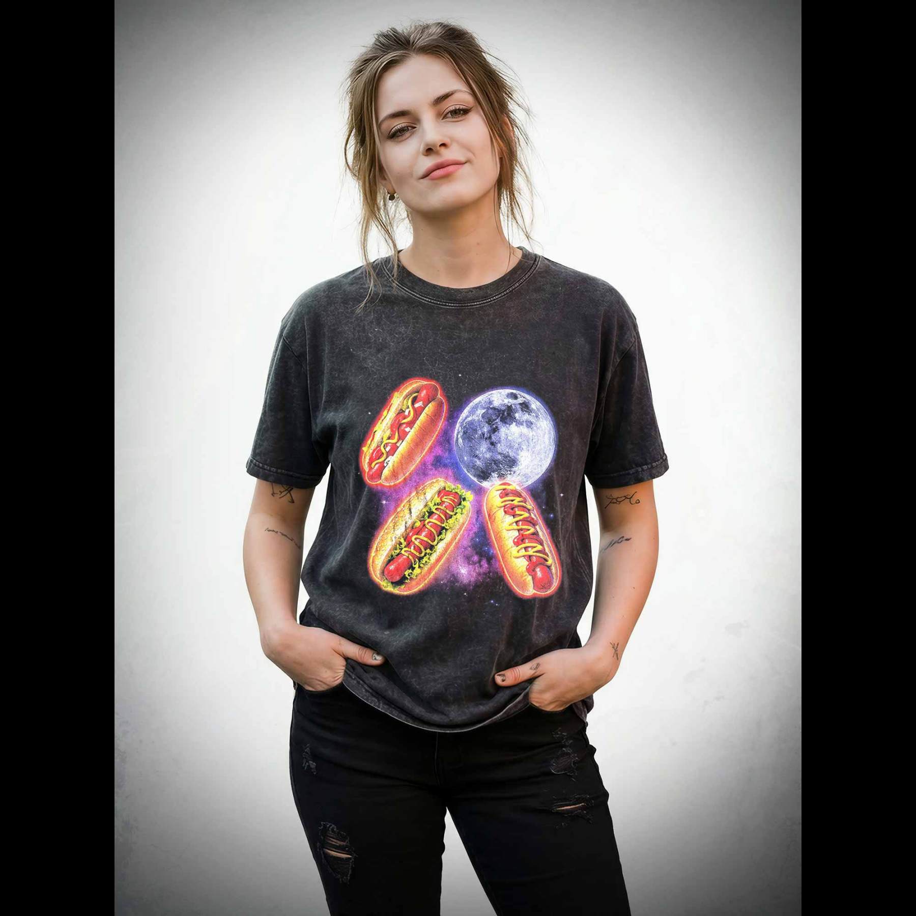 Retro Hot Dog Moon Washed T-shirt