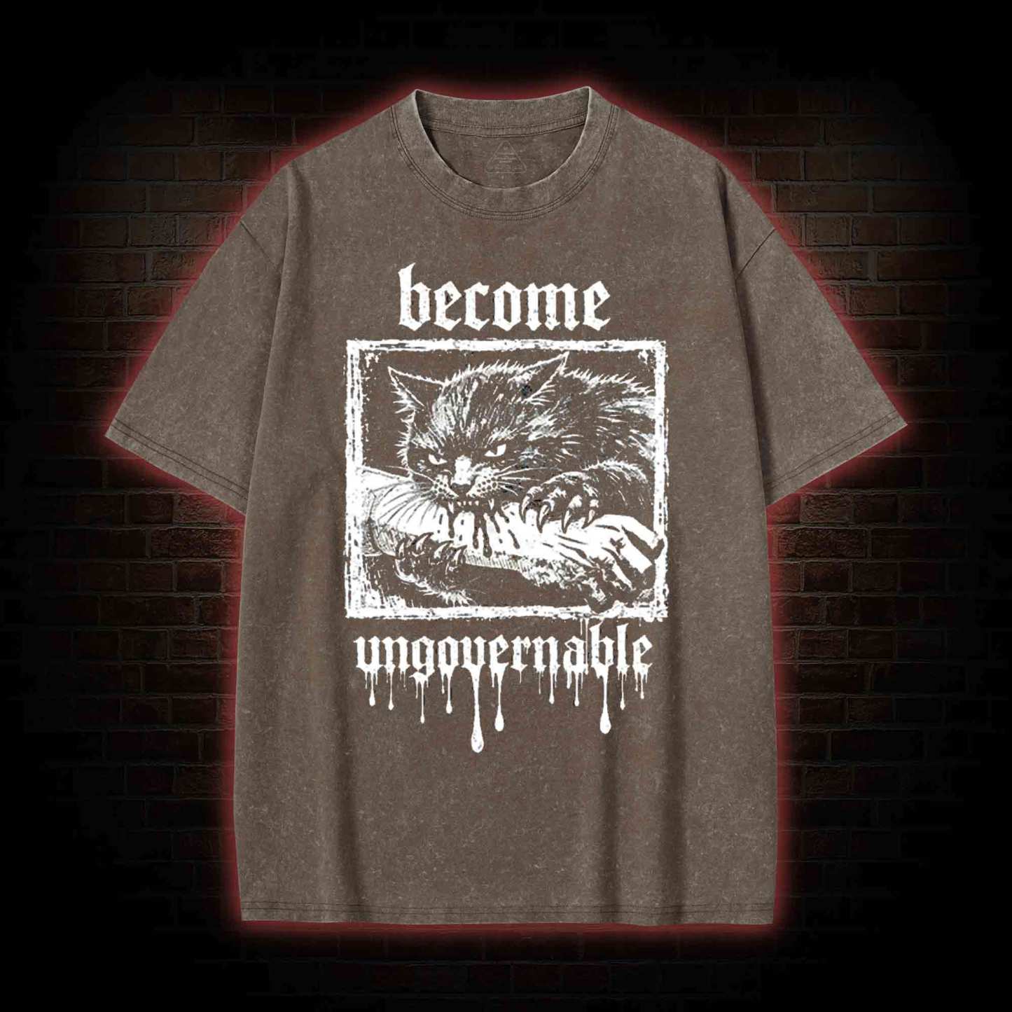 Funny Feral Cat Washed T-shirt