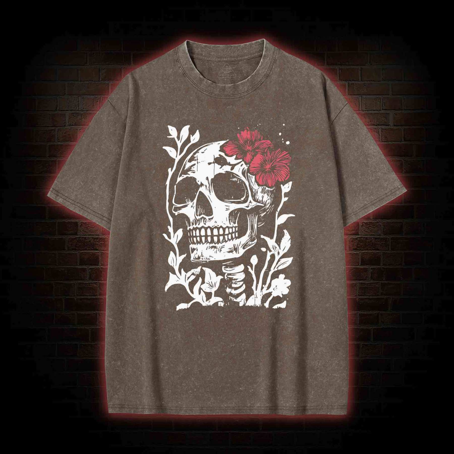 Flower Skull Washed T-shirt