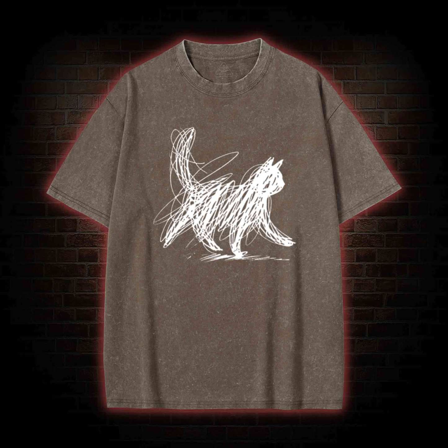 Cat Line Art Washed T-shirt