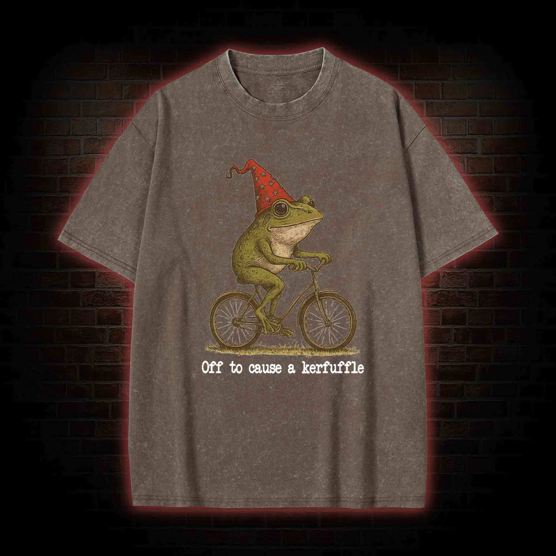 Off to Cause a Kerfuffle Frog Washed T-shirt