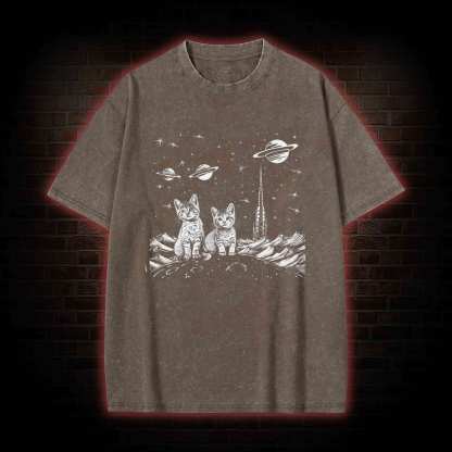 Space Kittens Washed T-shirt
