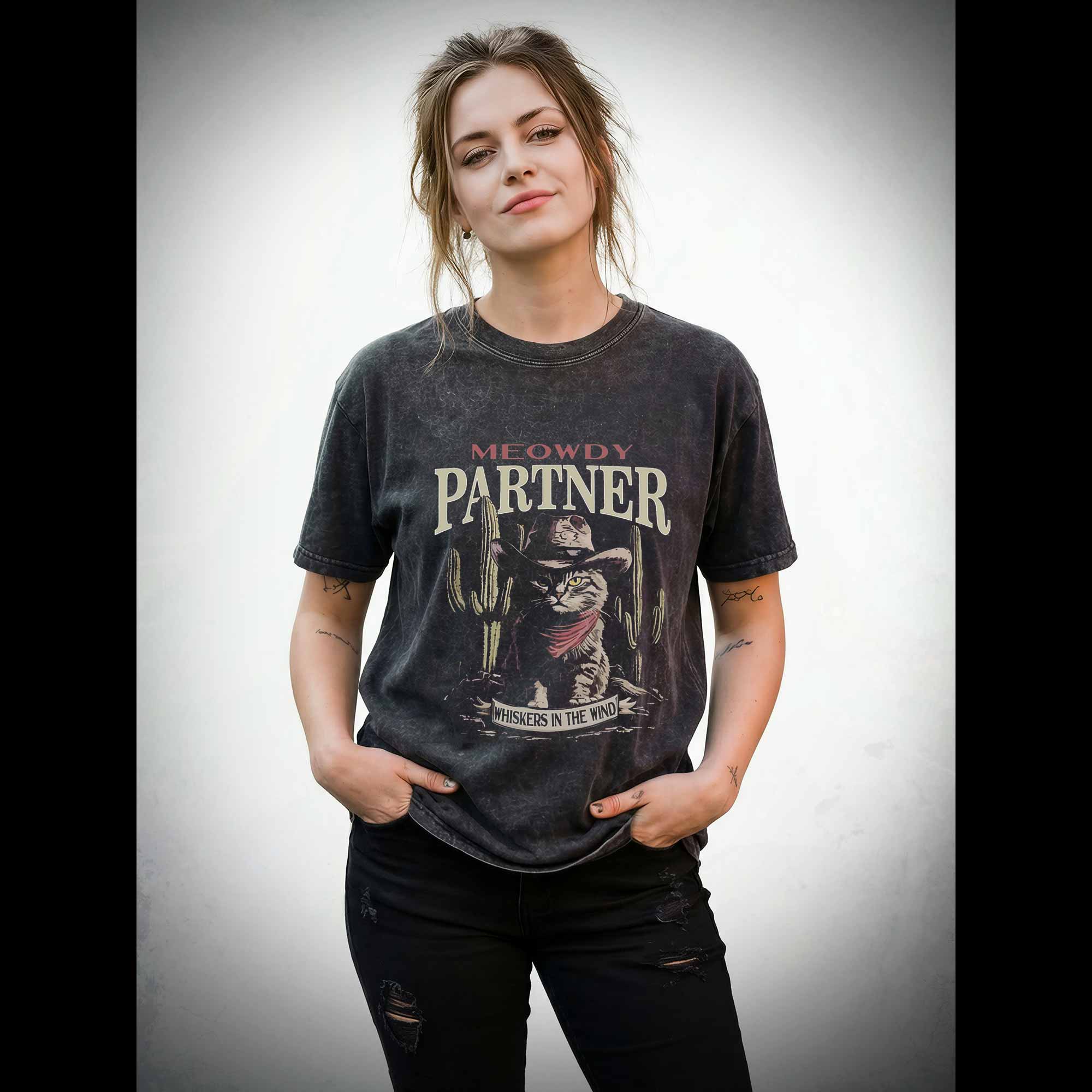 Vintage Cat Memes Washed T-shirt