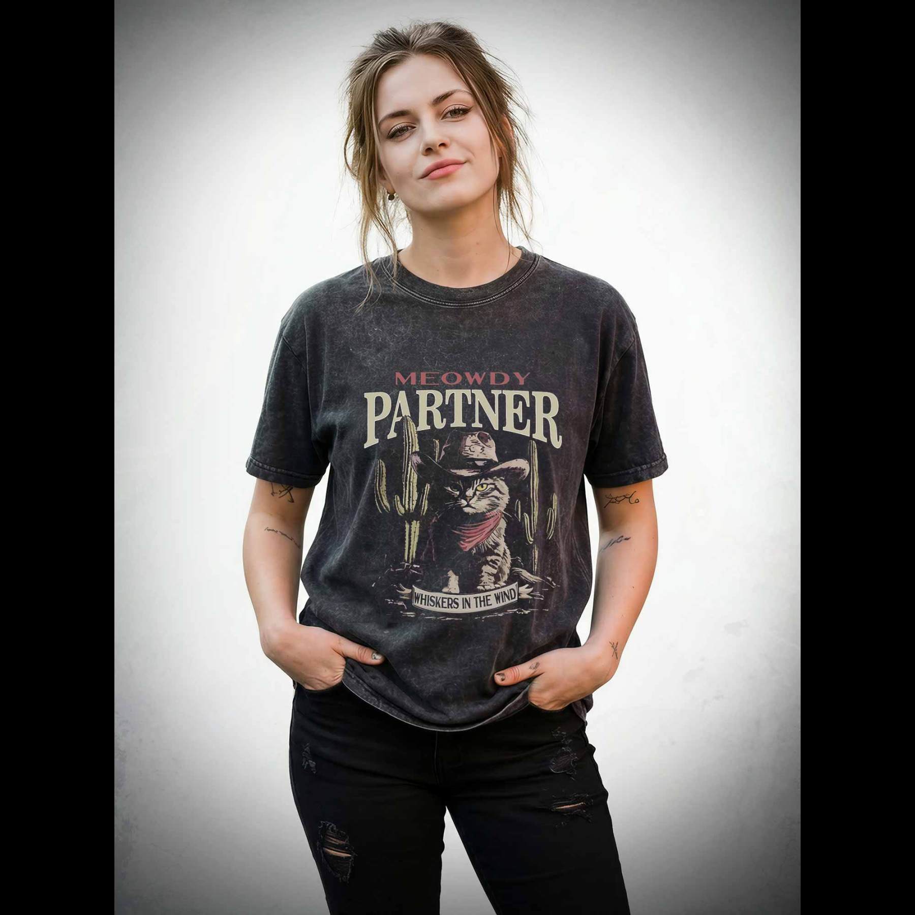 Vintage Cat Memes Washed T-shirt