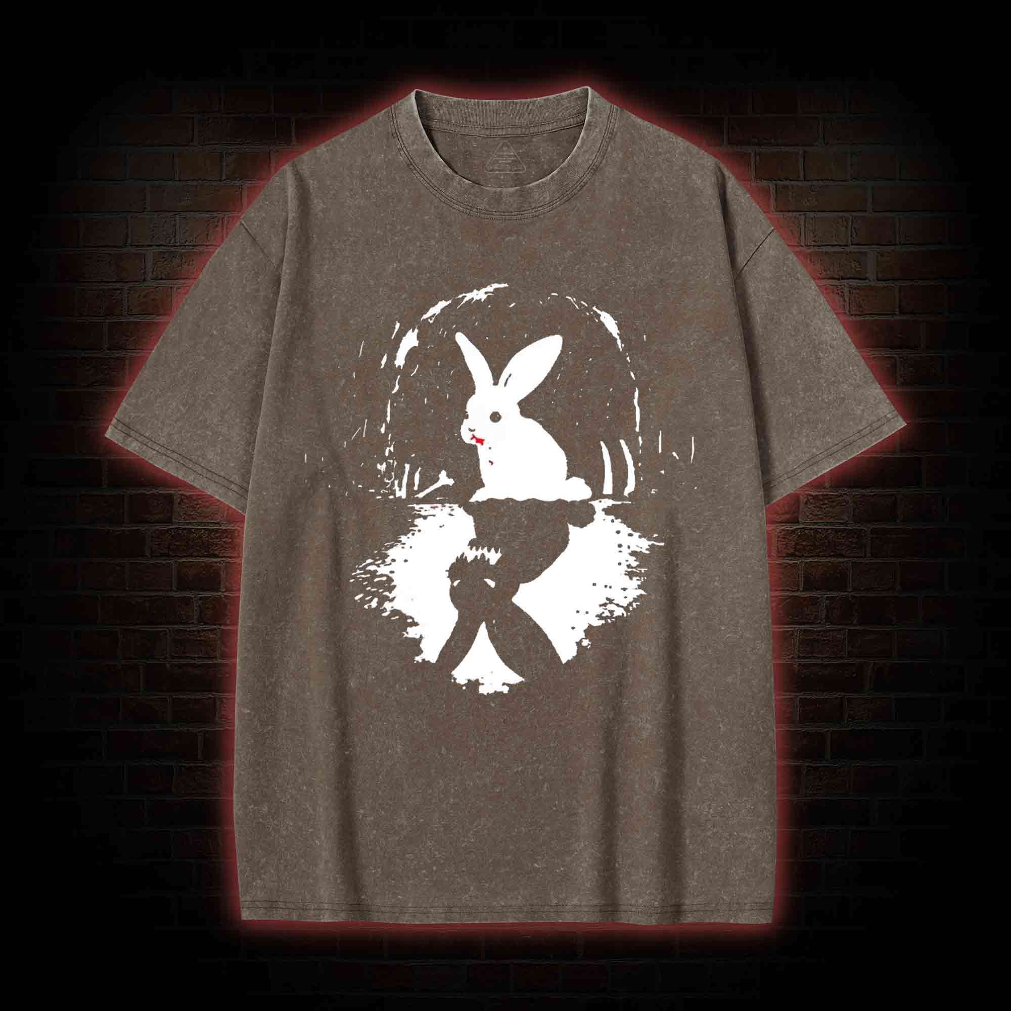 Surreal Duality Rabbit Reflection Washed T-shirt