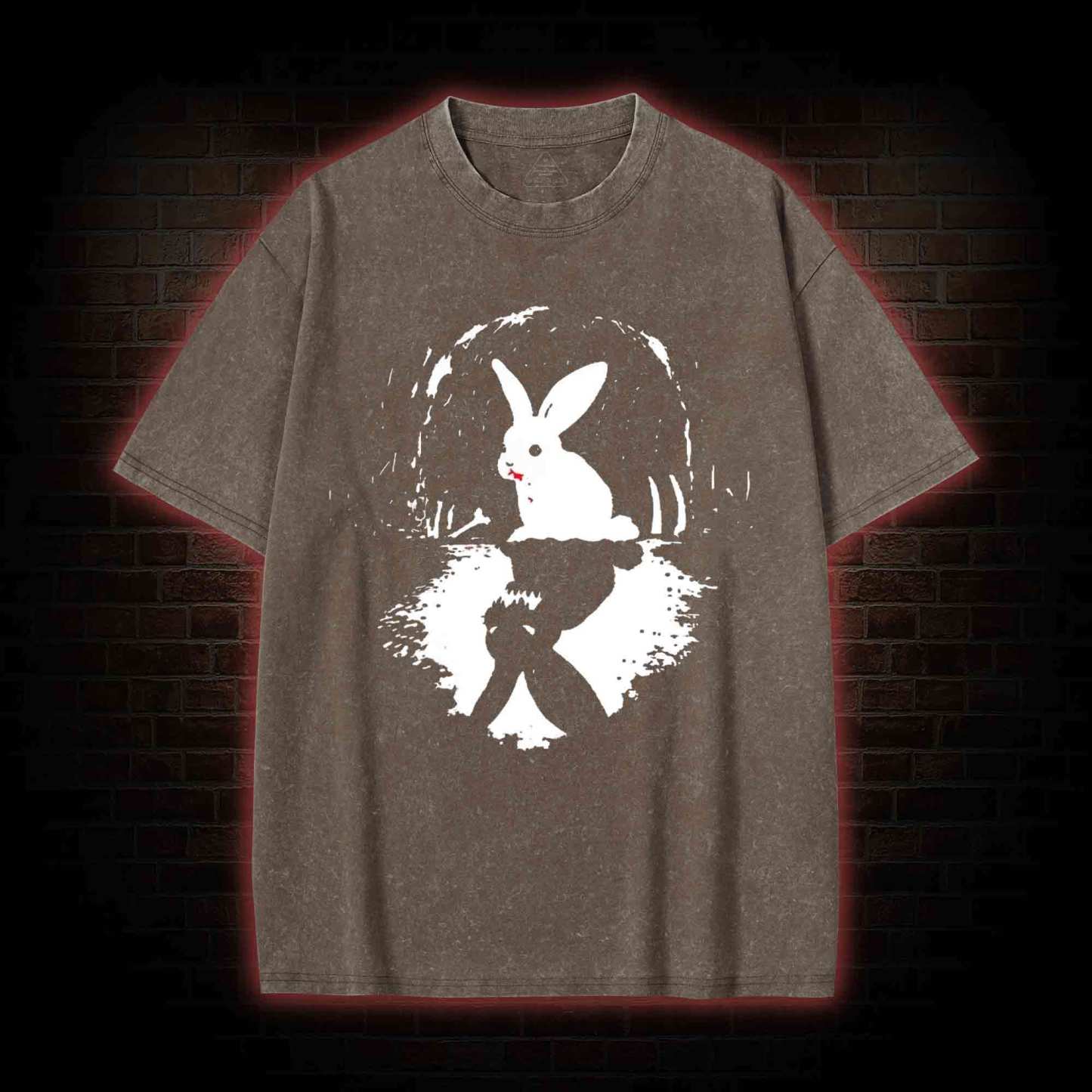 Surreal Duality Rabbit Reflection Washed T-shirt