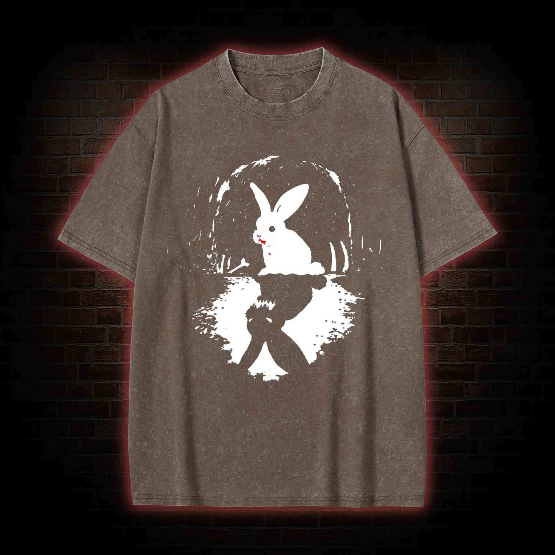 Surreal Duality Rabbit Reflection Washed T-shirt