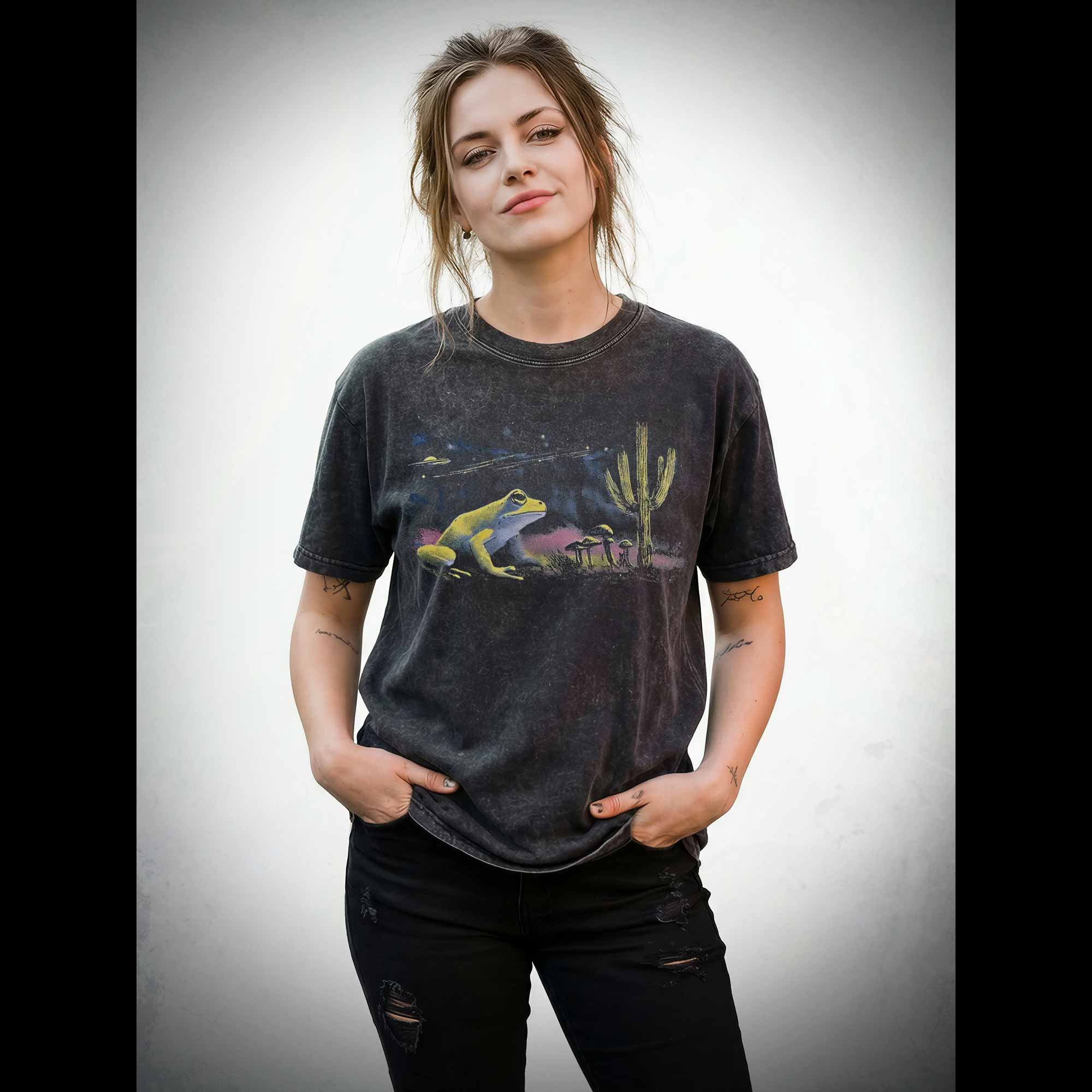 Neon 90s Frog Desert Nights Washed T-shirt