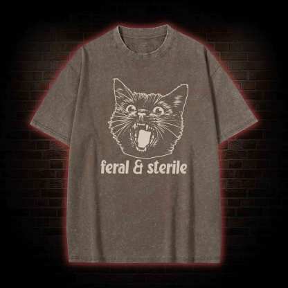 Feral and Sterile Cat Washed T-shirt