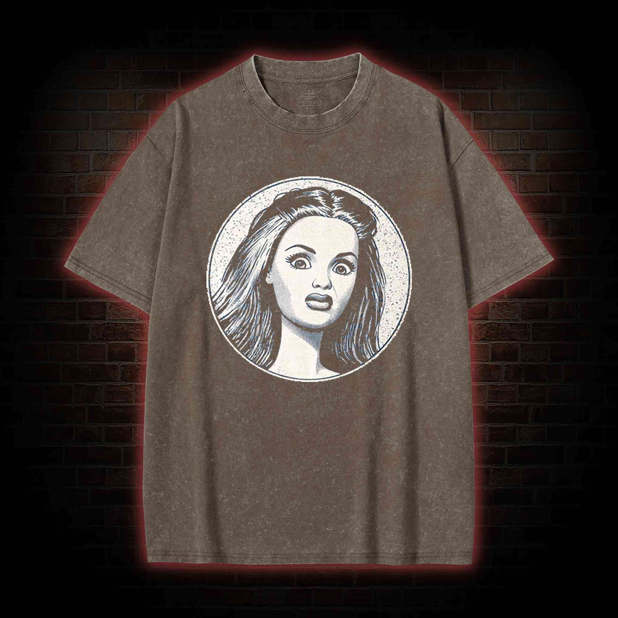 Disgusted Doll Face Washed T-shirt