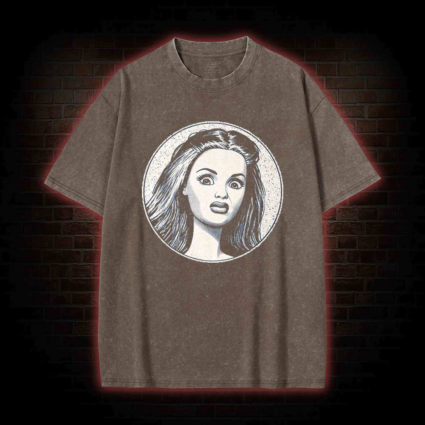 Disgusted Doll Face Washed T-shirt
