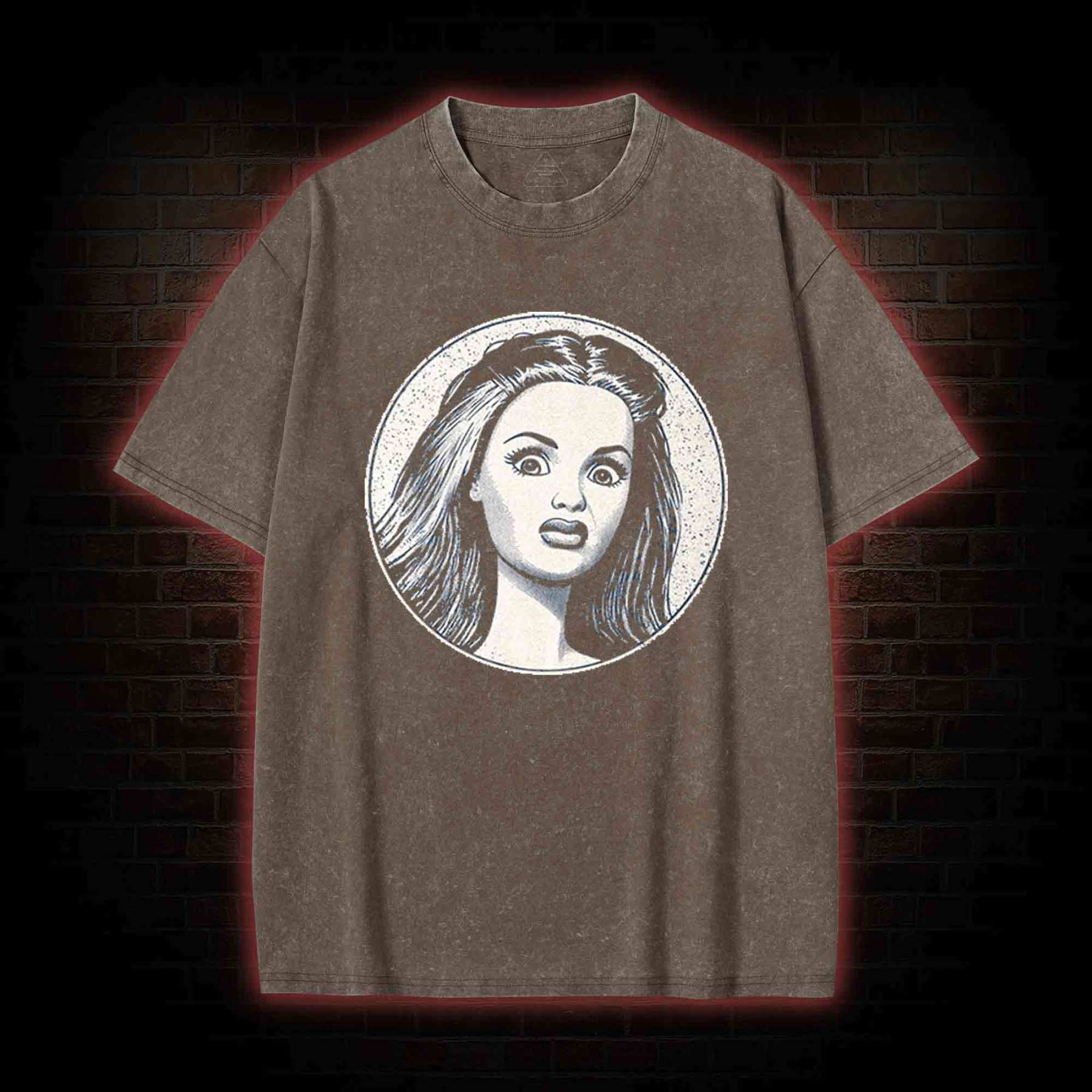 Disgusted Doll Face Washed T-shirt