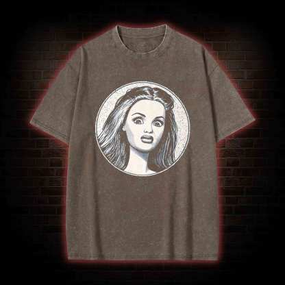 Disgusted Doll Face Washed T-shirt