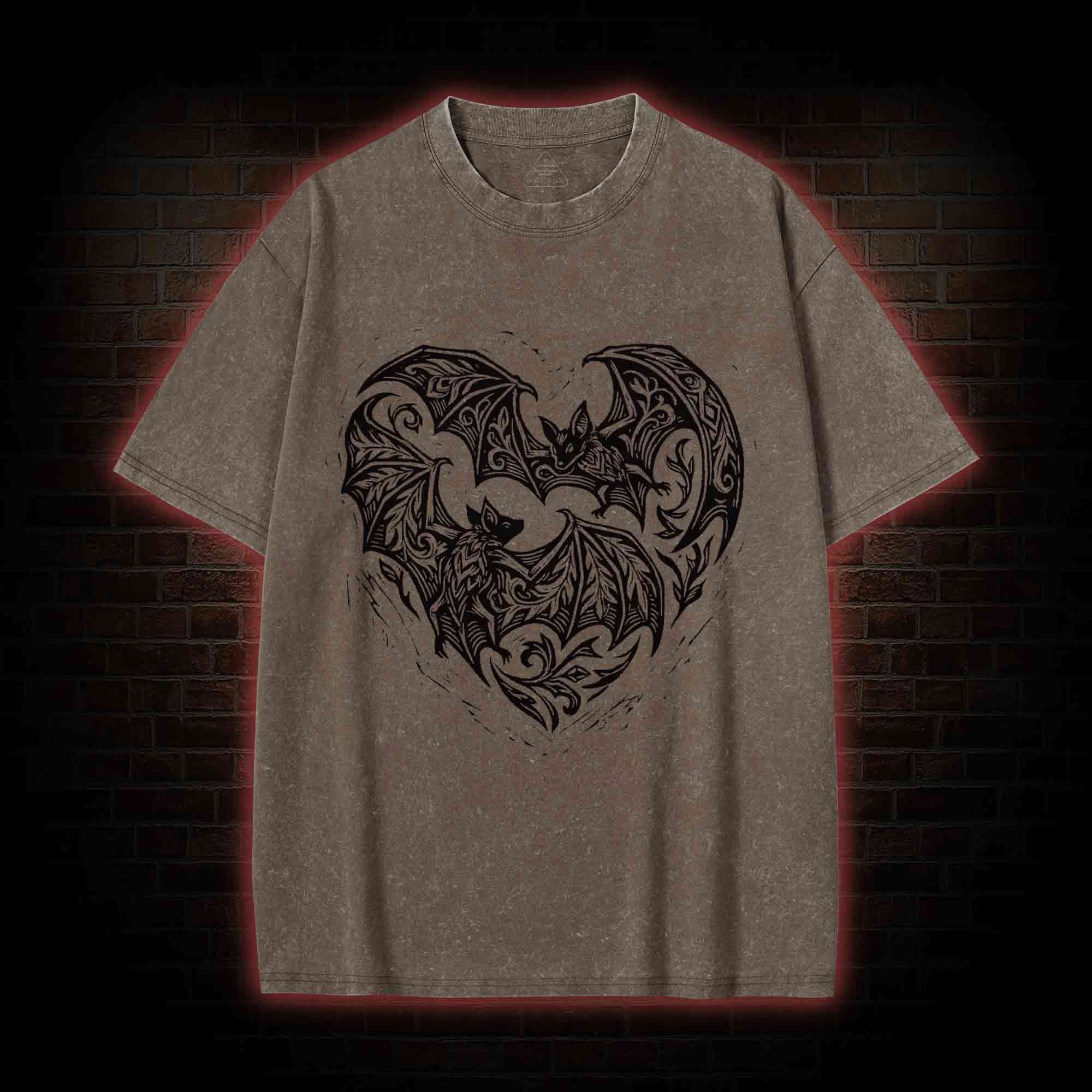 Vampire Bat Heart Washed T-shirt
