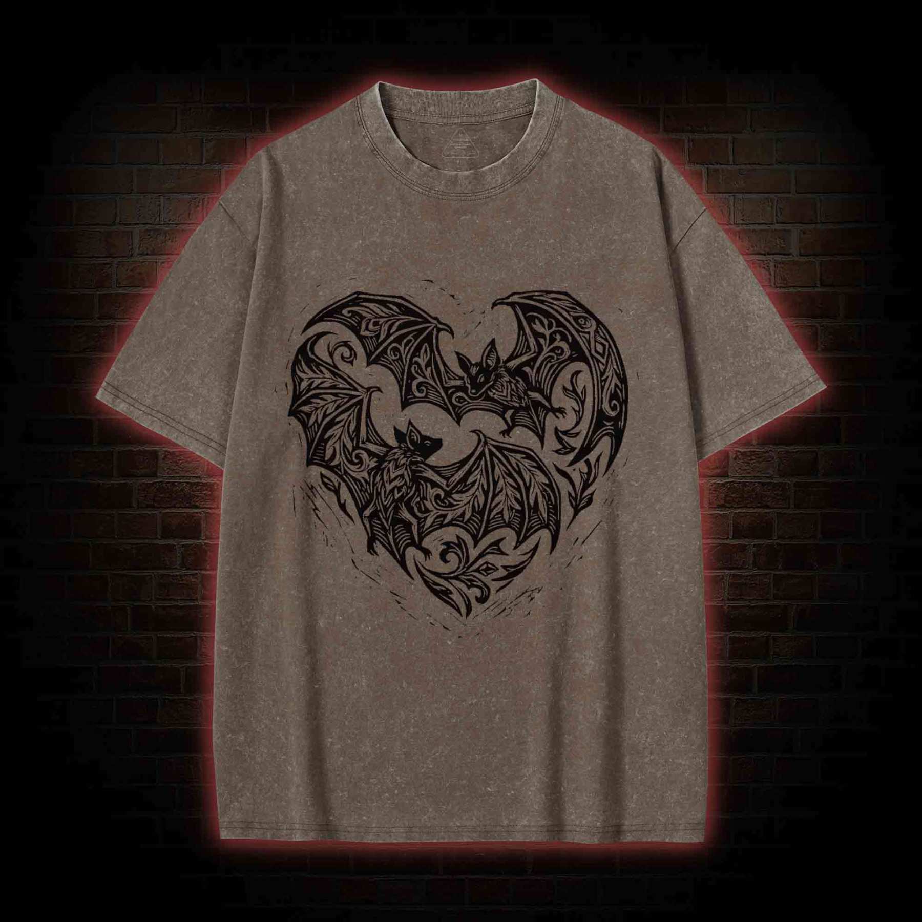 Vampire Bat Heart Washed T-shirt