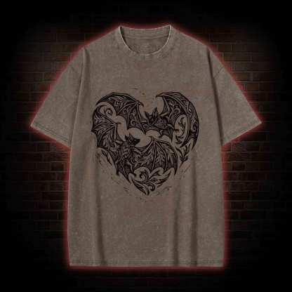Vampire Bat Heart Washed T-shirt