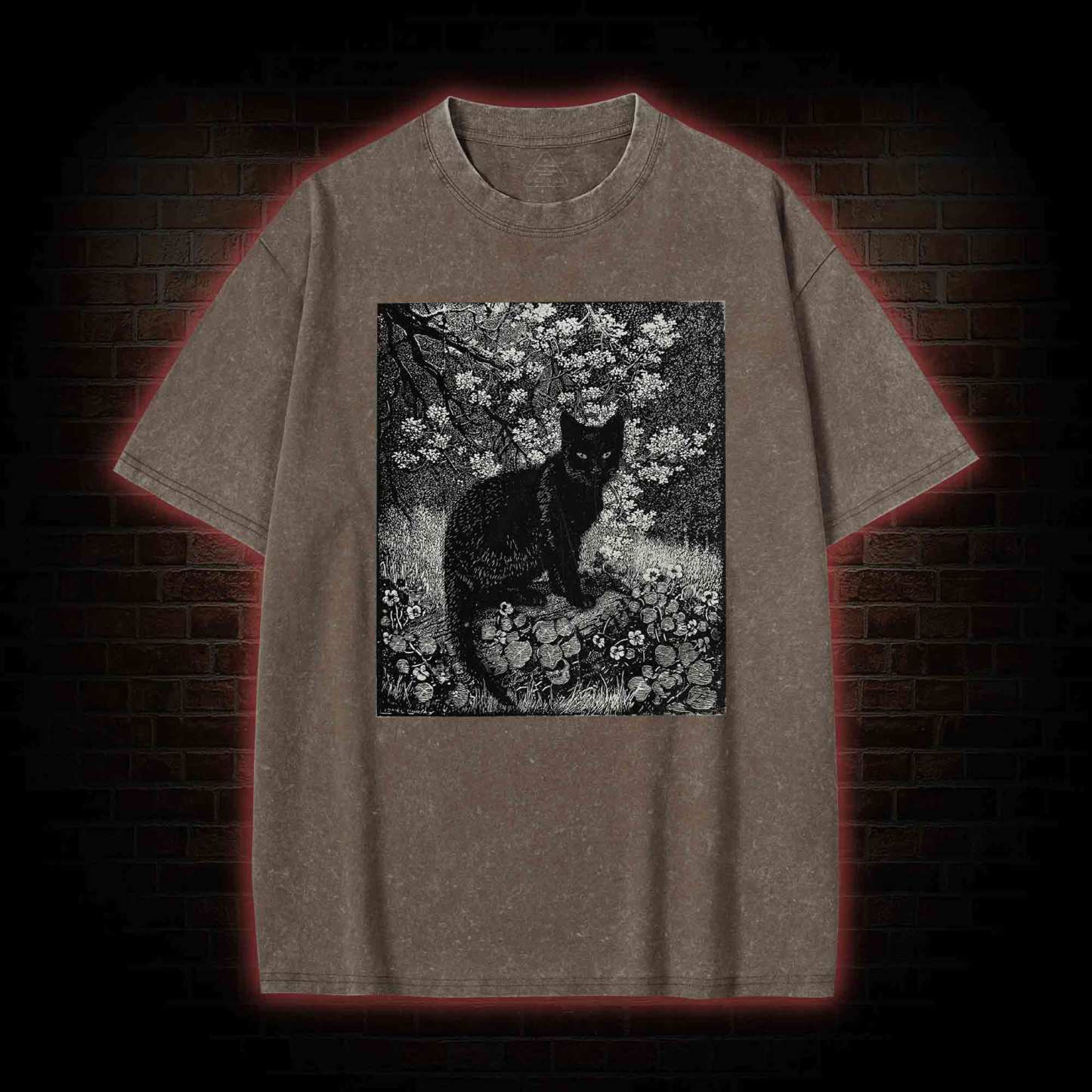 Vintage Black Cat Washed T-shirt