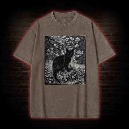 Vintage Black Cat Washed T-shirt