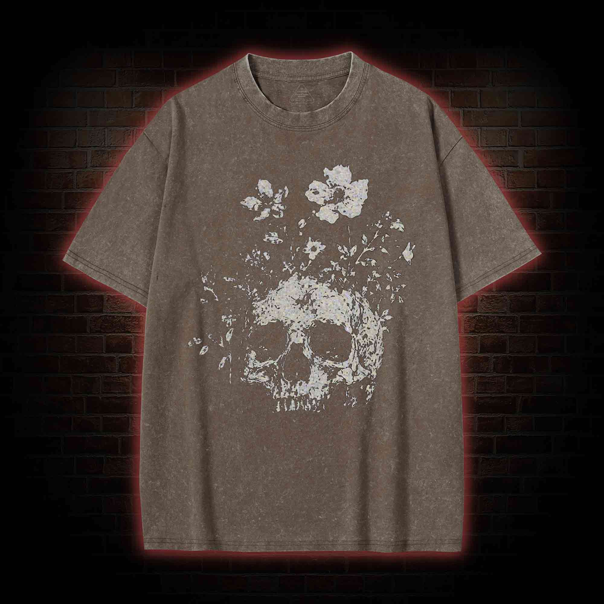 Floral Skull Washed T-shirt