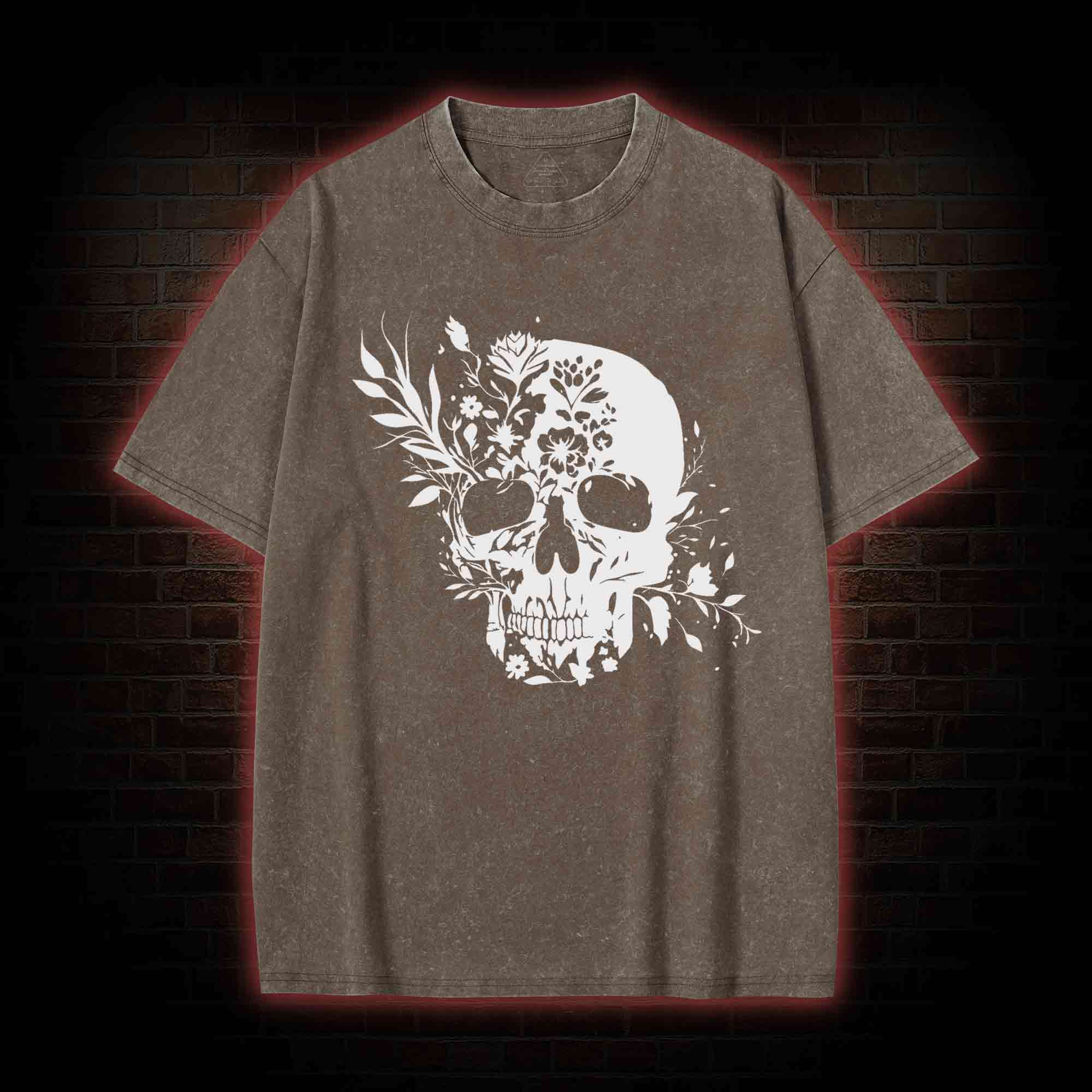 Skull Floral Washed T-shirt