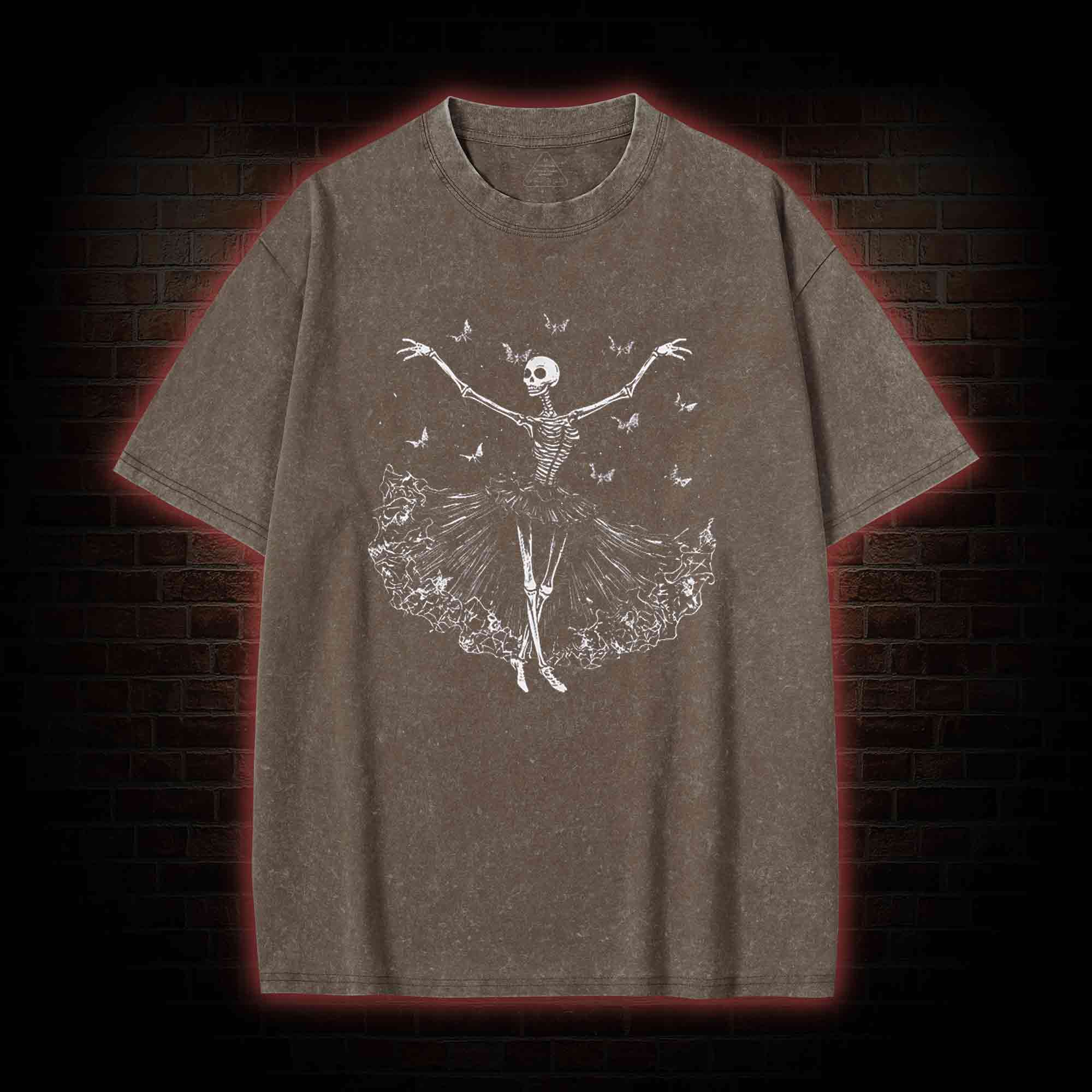Floral Ballerina with Bats Skeleton Washed T-shirt