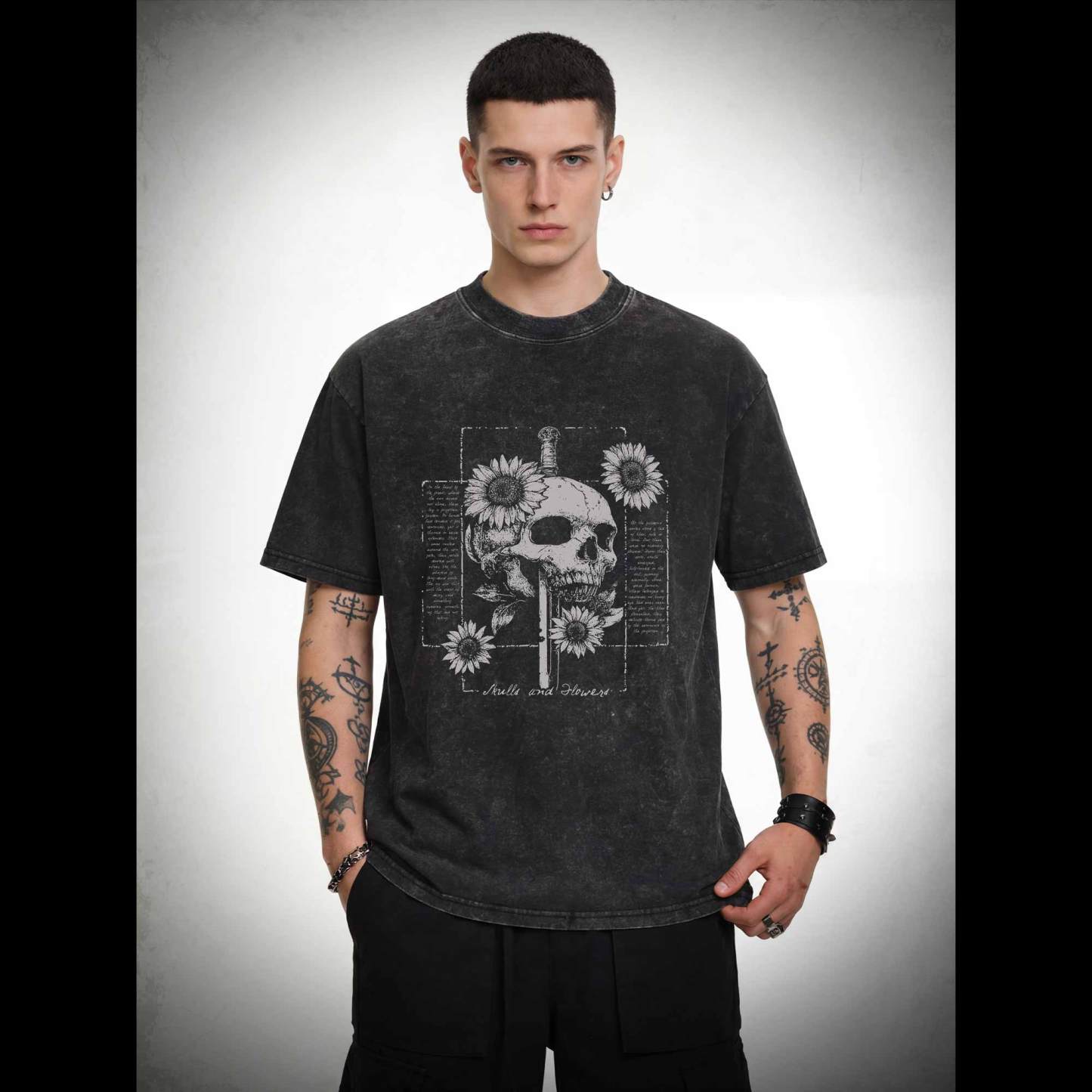 Skull and Sunflower Washed T-shirt