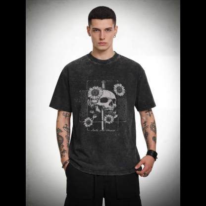 Skull and Sunflower Washed T-shirt
