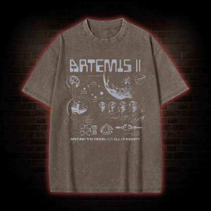 Around the Moon for All Humanity Washed T-shirt