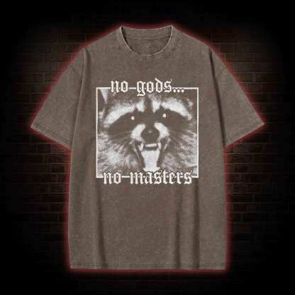 No Gods No Masters Raccoon Washed T-shirt