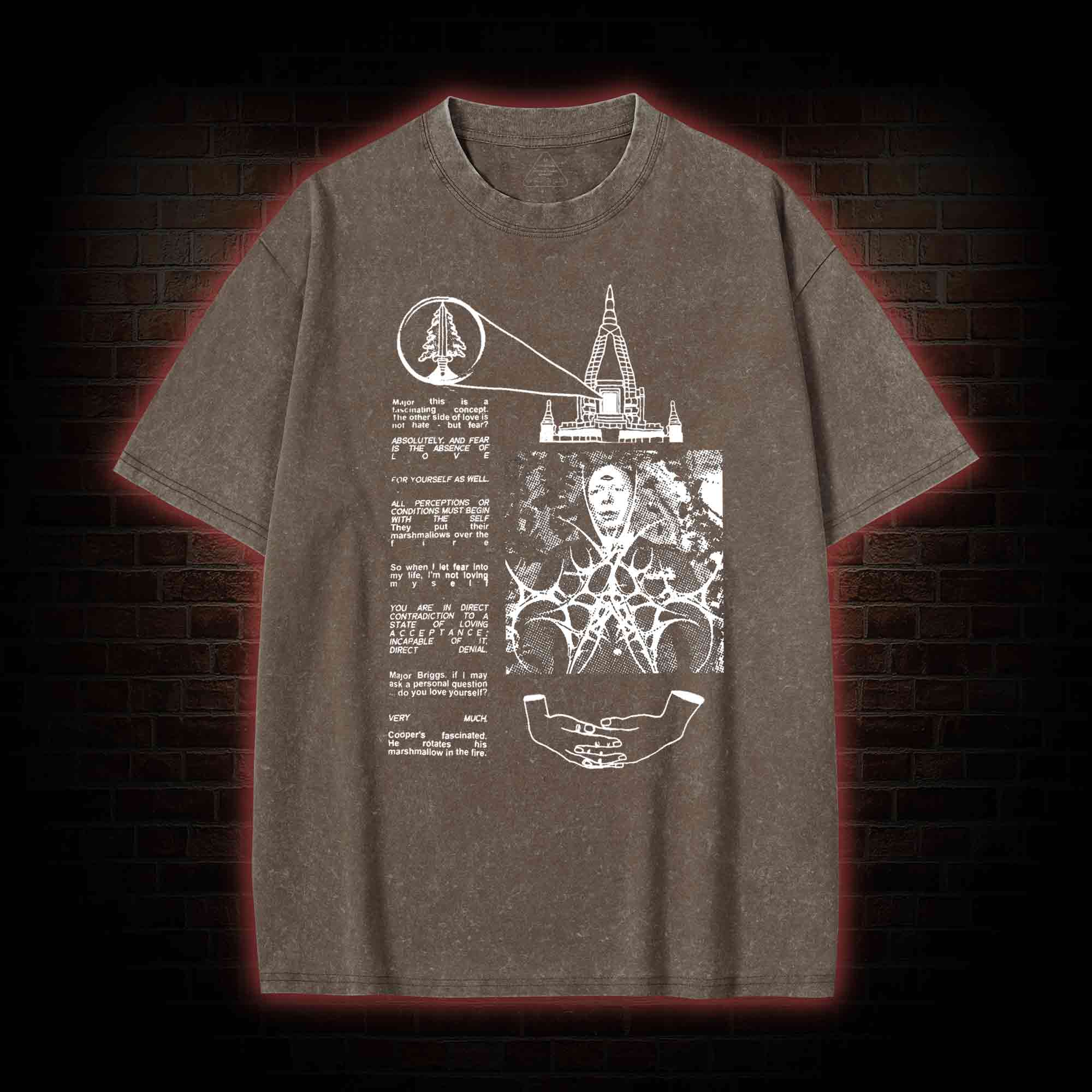 He Rotates His Marshmallow in the Fire Washed T-shirt