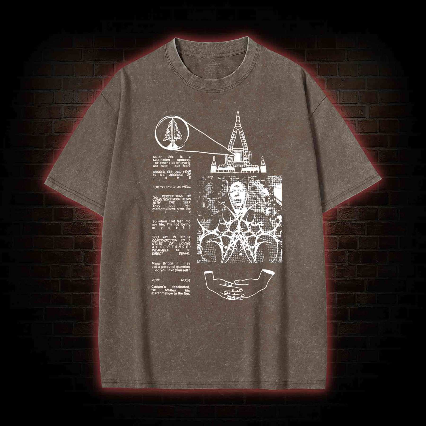 He Rotates His Marshmallow in the Fire Washed T-shirt