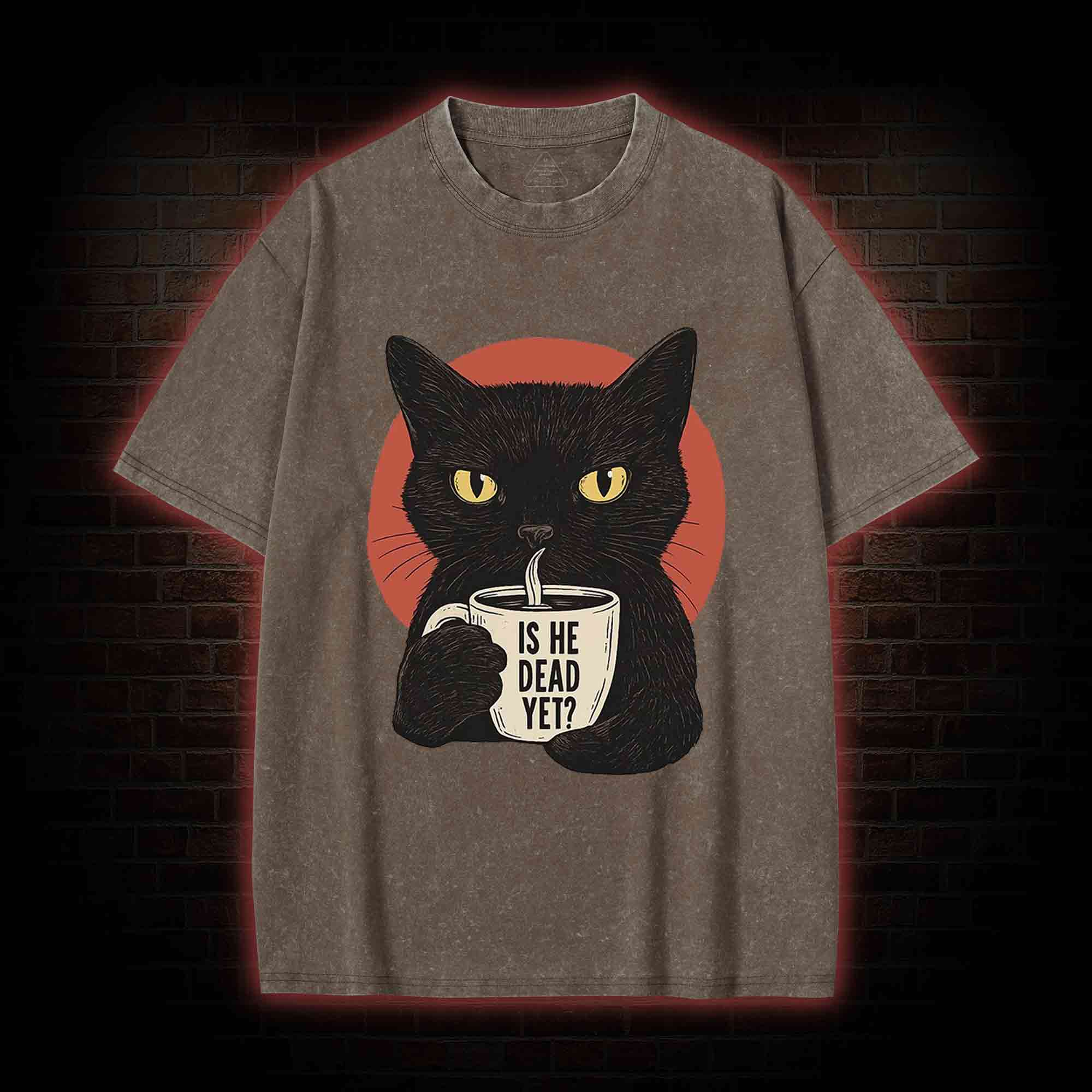 Is He Dead Yet Cat Washed T-shirt