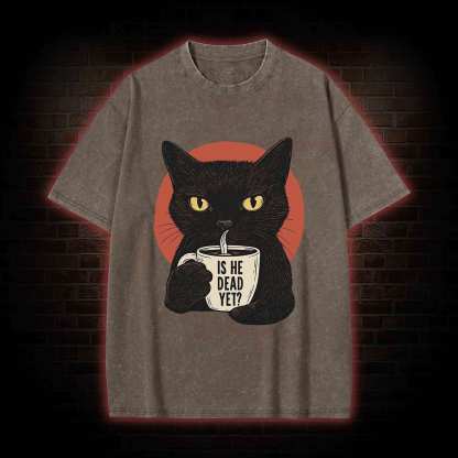 Is He Dead Yet Cat Washed T-shirt