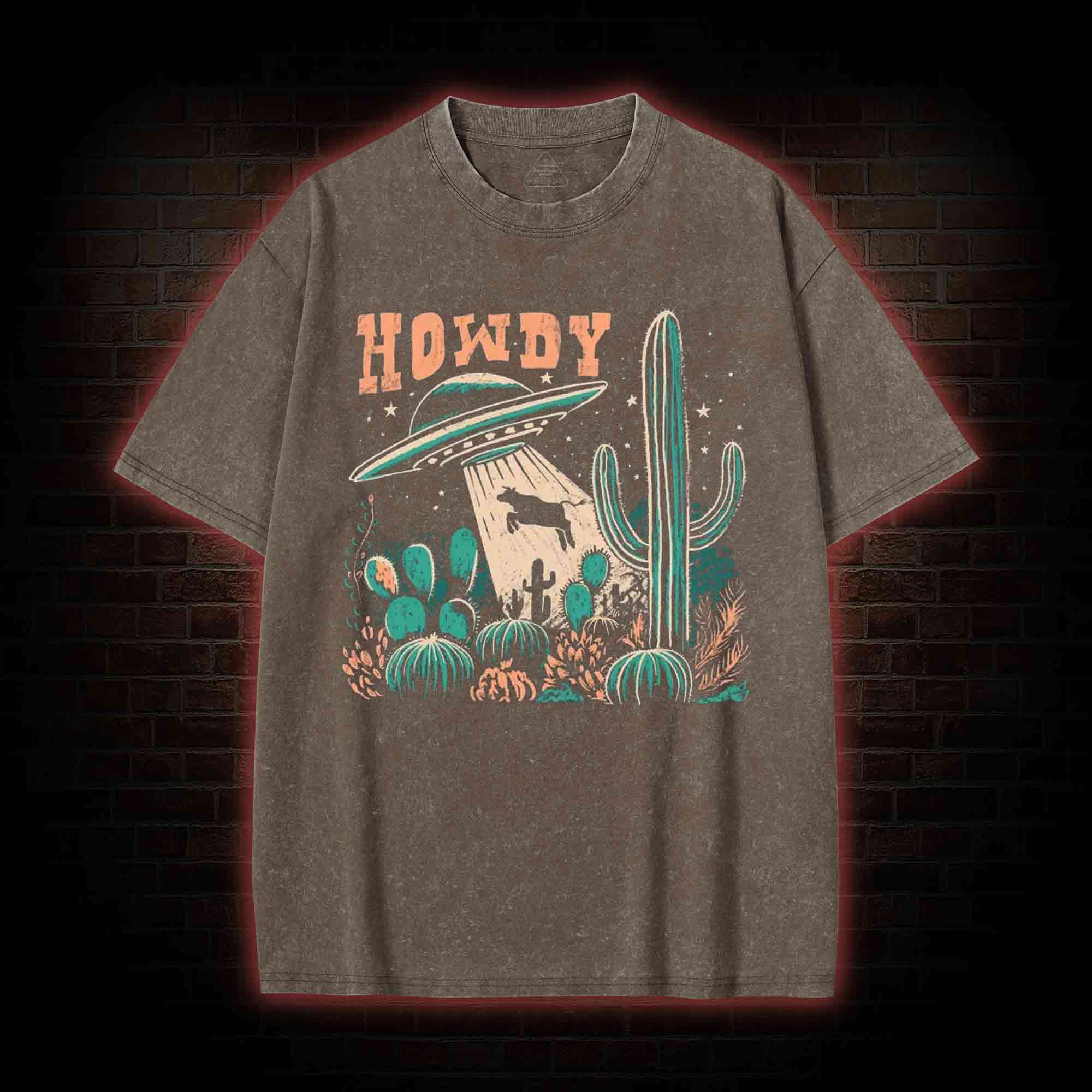 UFO Cow Abduction Washed T-shirt
