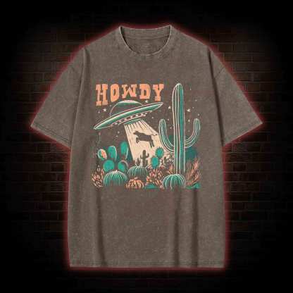 UFO Cow Abduction Washed T-shirt