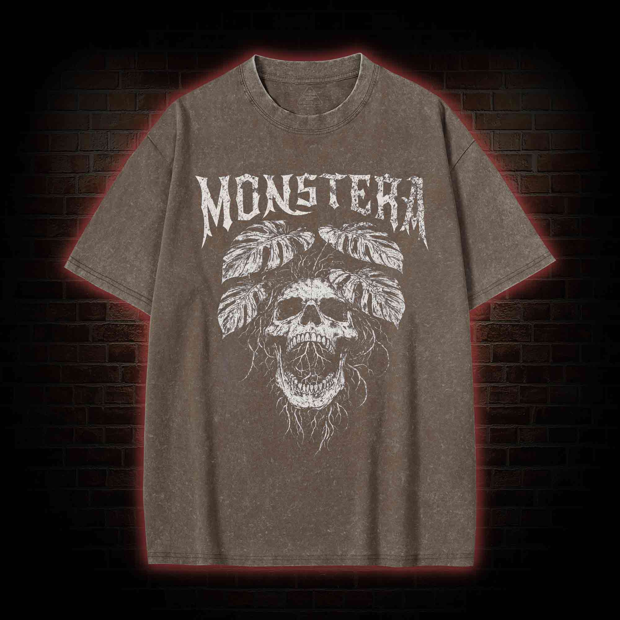 Monstera Skull Washed T-shirt