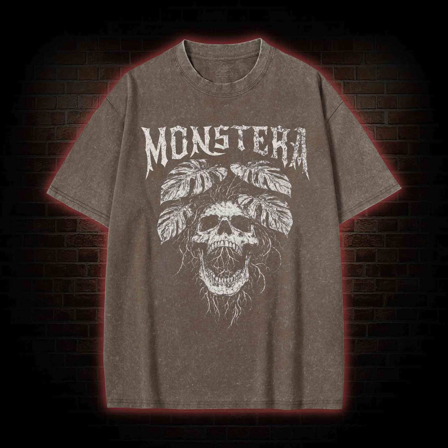 Monstera Skull Washed T-shirt