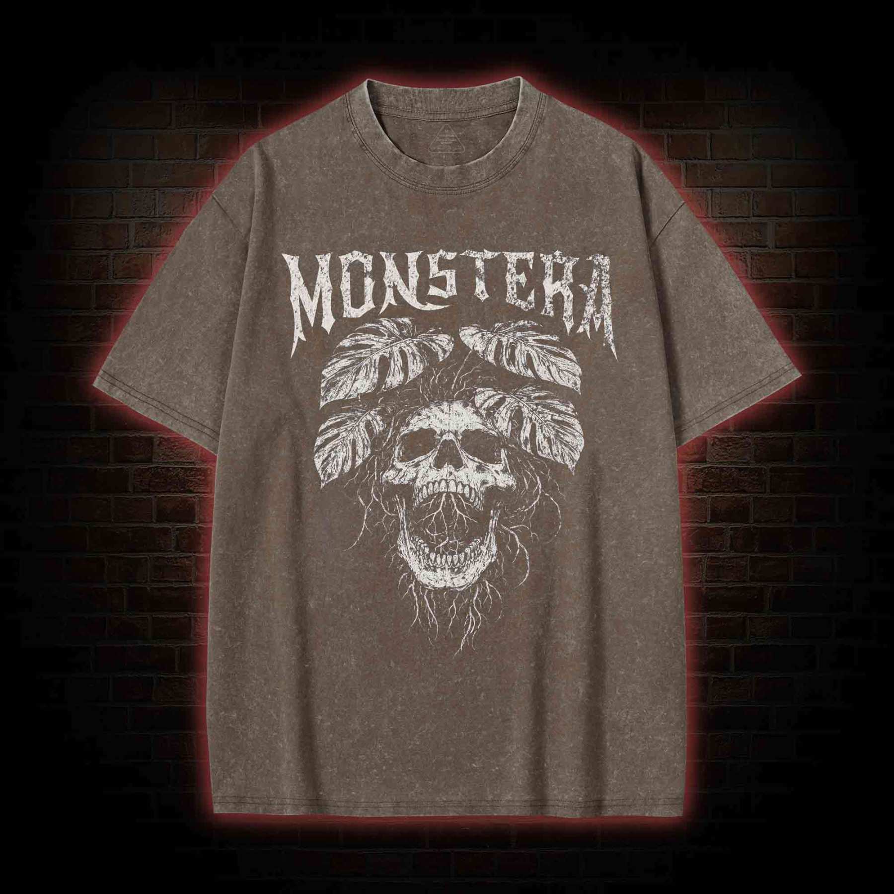 Monstera Skull Washed T-shirt