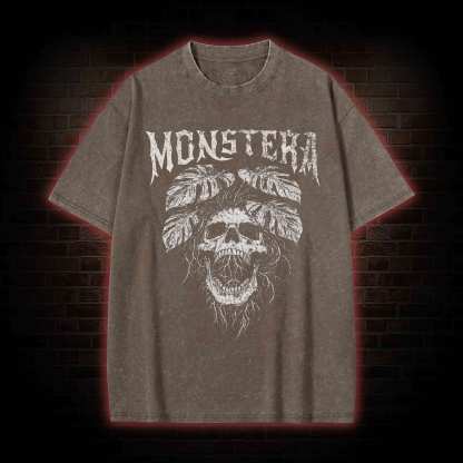 Monstera Skull Washed T-shirt