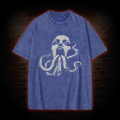 Cryptozoology Octopus Washed T-shirt
