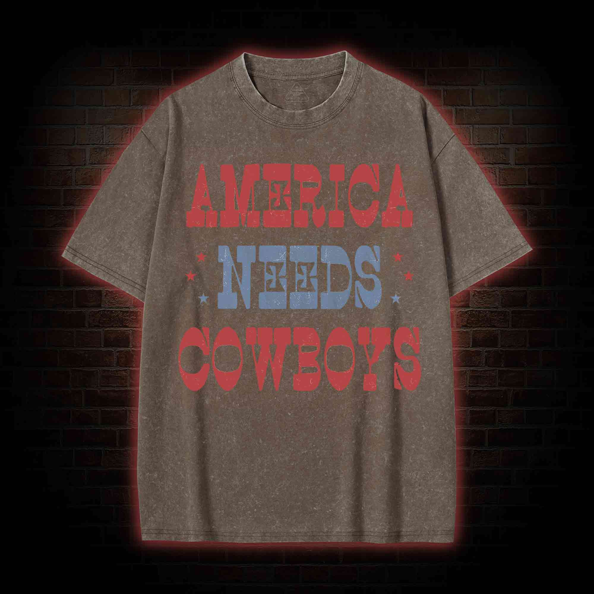 America Needs Cowboys Washed T-shirt