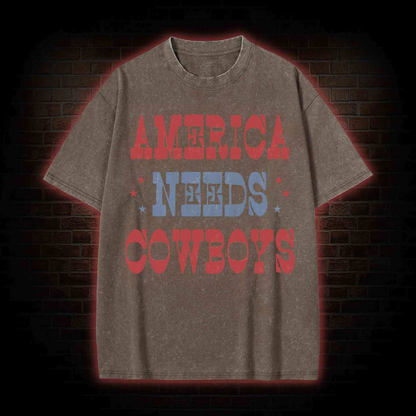 America Needs Cowboys Washed T-shirt