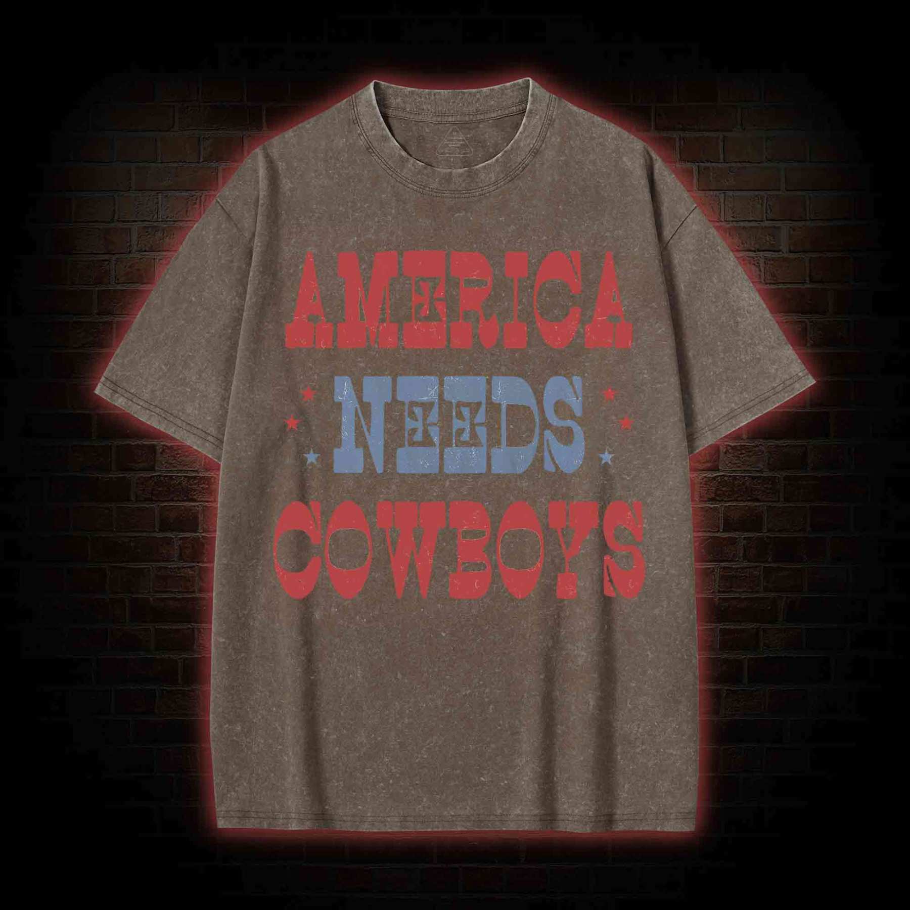 America Needs Cowboys Washed T-shirt
