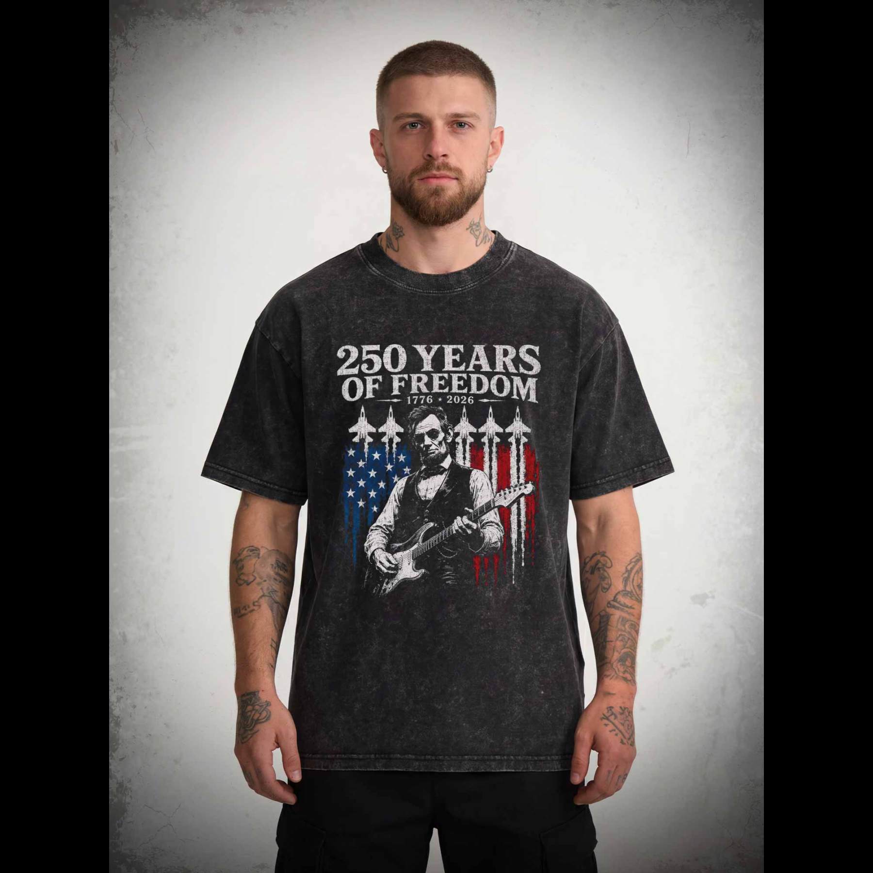 Playing Electric Guitar Washed T-shirt